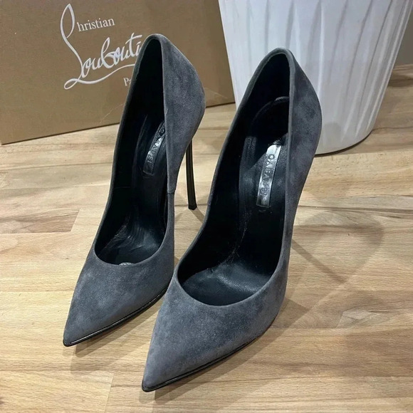 Casadei Blade Grey SUEDE Pumps size  8.5 - Picture 2 of 11